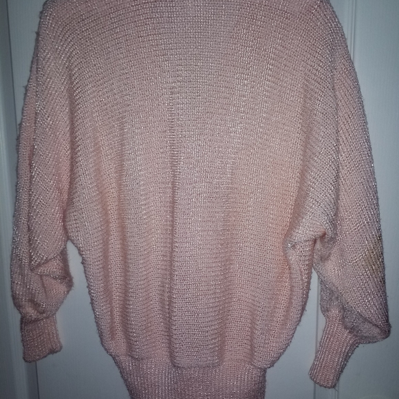 NEW SIDEAFFECTS VTG  SWEATER PINK &GREY SILVER MED - Picture 5 of 5